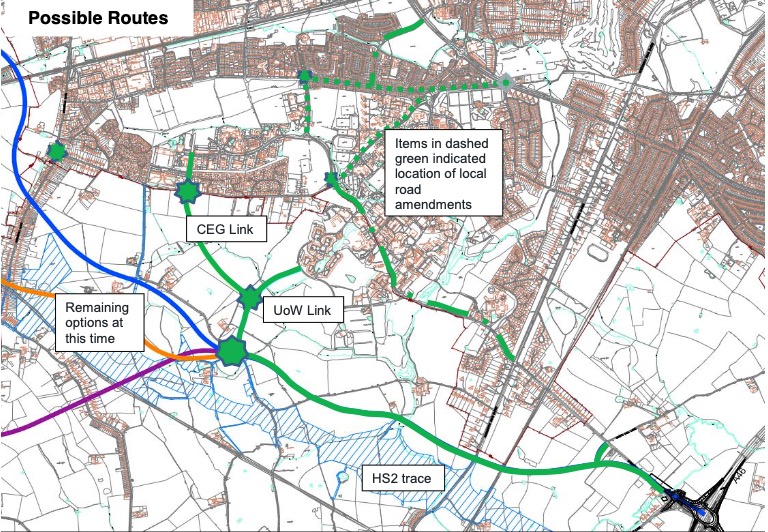 Possible route for the A46 Link Road
